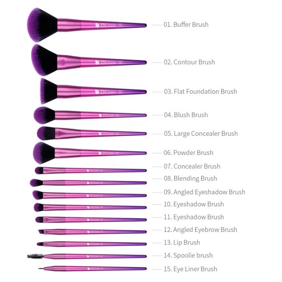 DUcare 15 Piece Purple Makeup Brush Set Premium - Picture 4 of 5